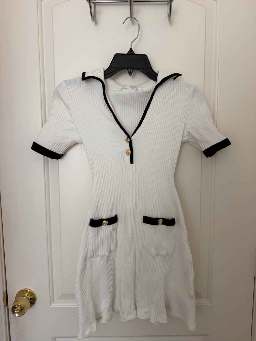 Zara White Ribbed Nautical dress